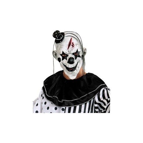 MASCHERA CLOWN BIANCO E NERO HORROR W00848