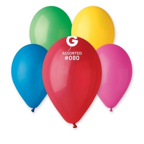 BUSTA 100 PALLONCINI GEMAR 12'  ROUND ASSORTITI