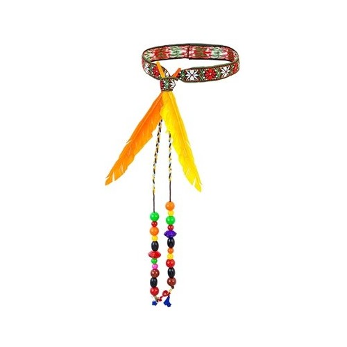 FASCE PER TESTA HIPPIE CON PERLINE E PIUME  w5348