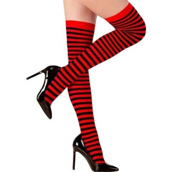 PARIGINE DONNA CALZE ROSSE NERE RIGHE W2074