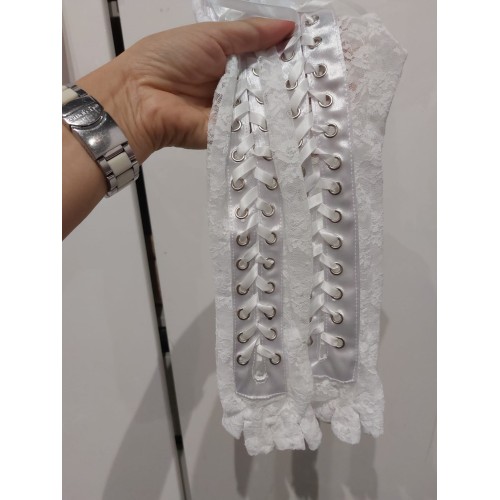 GUANTI STEAMPUNK BIANCHI PIZZO SENZA DITA