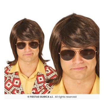 Parrucca uomo media lunghezza castana in scatola G4493