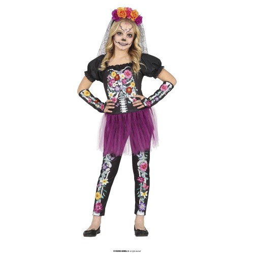 DIAS MUERTO COSTUME BAMBINA FLOWER SKELETON  G77684