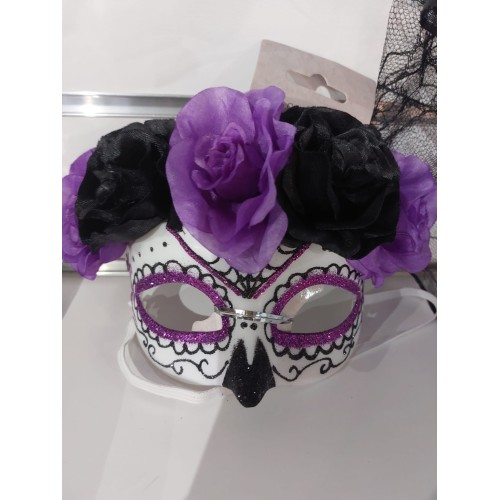 MASCHERA DIA DE LOS MUERTOS VIOLA MEZZO VISO